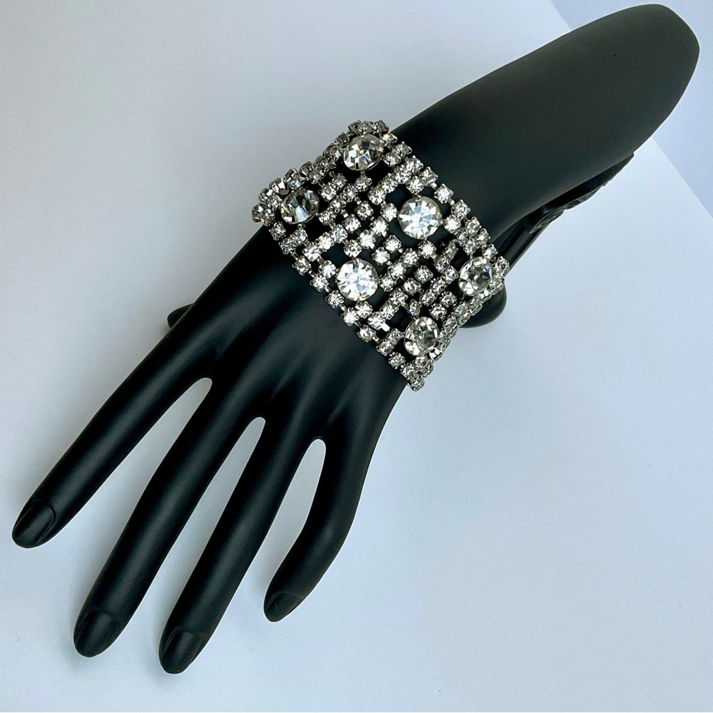 RHINESTONE CRYSTAL WIDE CUFF BRACELET